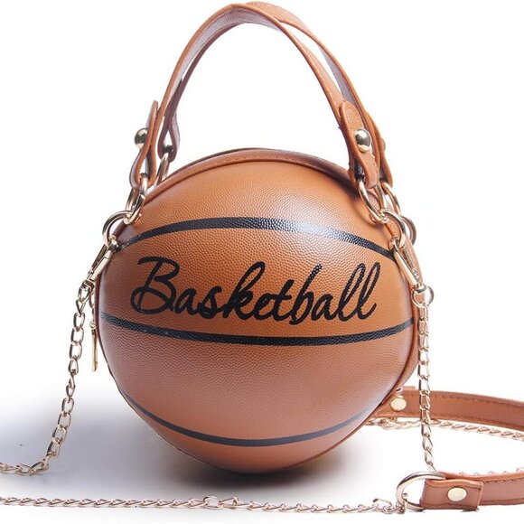Women Crossbody Bags Basketball Shaped PU Handbags Adjustable Strap Shoulder Mes - Picture 2 of 6